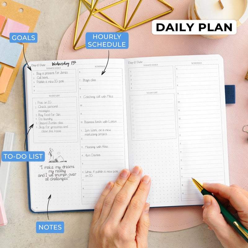 Legend Planner Daily for 3 Months â€“ Undated Monthly Weekly & Daily Planner to Hit Goals. Organizer & Productivity Journal, A5 (Mystic Blue) - Image 3